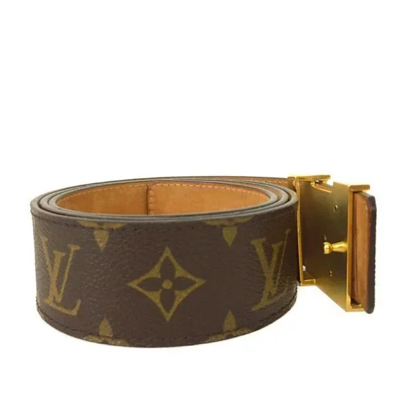 100% Authentic Louis Vuitton Monogram Brown Leather Belt - Picture 3 of 10